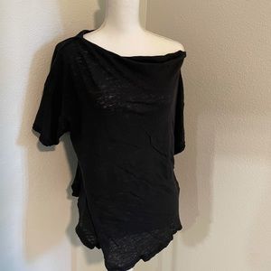 Free People Black Off Shoulder Short Sleeve Top